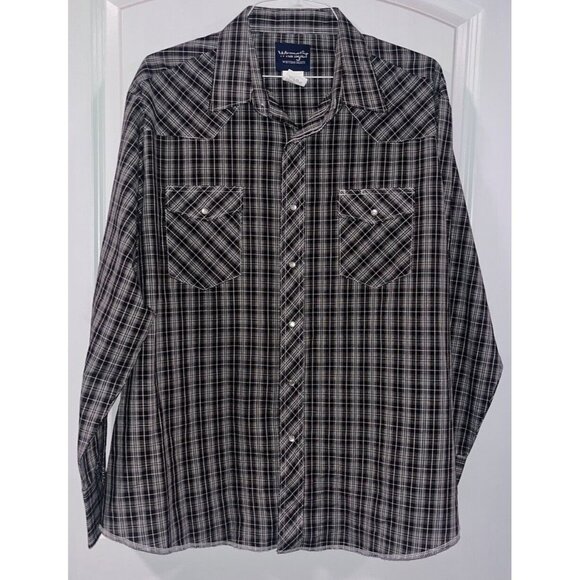 WRANGLER Western Men’s XXL‎ Shirt Snap Buttons Long Sleeves 2XL - Picture 1 of 2